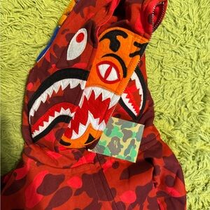 BAPE Red Camo Shark Hoodie